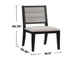 Set of 2 Dining Chairs with Upholstered Seat, Grey and Black B016P227318
