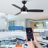 Smart 48 in. integrated LED Balck Ceiling Fan with Remote Contorl and Plywood Blades W1367P182810