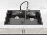 33"x22" Embedded Double Bowl Kitchen Sink, Overmount Handmade Sink in Black Unable ship 06898830