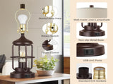 Table Lamp Set of 2 with USB Ports, Touch Control 3-Way Dimmable Bedside Lamp with 2 LED Night W3355P323240