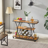 ZNTS Painted Bar Cart, With Wine Rack And Glass Holder, For Kitchen, Serving, Hotel, Brown 28174656