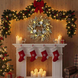 20 Inch Christmas Wreath Door Decor with Warm White LED Lights Christmas Decor FBA shipment 00228642