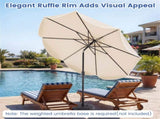 10 Ft Solar Powered Patio Umbrella with 24 LED Lights, Beige Outdoor Market Umbrella 90952387
