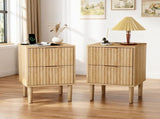 Set of 2 Nightstands with 2 Drawers and Slatted Finish Chest of Drawers Featuring a US-Standard 00400609