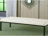 Tufted Metal Bench - Stain-Resistant Cream Woven 74063266
