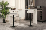 Round Storage Bar Stool Set of 2, Off White Linen Height Adjustable Barstool, 360&degCounter Height W2200P196801