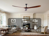 72 Inch Ceiling Fan with 3 Solid Wood Blades, Reversible Quiet DC Motor, Remote Control, Modern W3816P585993
