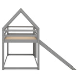 Twin Size Bunk House Bed with Slide and Ladder,Gray WF285894AAE