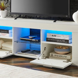 White morden TV Stand with LED Lights,high glossy front TV Cabinet,can be assembled in Lounge Room, 15515530