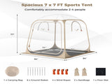 77FT Clear Pop Up Sports Tent, Waterproof Windproof PVC Tent for 2-4 People, Transparent Outdoor 00714887