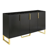 ZNTS TREXM Modern sideboard with Four Doors, Metal handles & Legs and Adjustable Shelves Kitchen Cabinet WF295368AAB