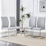 Luxury Simple Arch Chair - Set of 4 Light Gray PU Material High Resilience Dining Chair with Arched W1151P154861