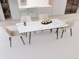 47"-63" extendable MDF modern dining and chair set, suitable for 2-6 people, white dining 32155640