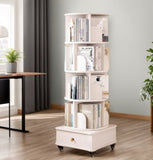 Rotating Bookshelf with Drawer, 360 Display 5 Tier Corner Bookshelf for Small Space, Floor Standing W2641P329210