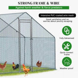 ZNTS 10 x 10 ft Large Metal Chicken Coop, Walk-in Poultry Cage Chicken Hen Run House with Waterproof 15937218