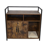 Rustic Brown Wooden Cat Litter Box Enclosure, Spacious Hidden Cat Litter Box with Scratching Mat W1412P271588