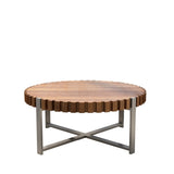 31.4-inch living room circular coffee modern natural wood grain handmade drum shaped coffee W1727P251174
