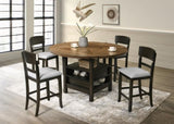 2pc Transitional Upholstered Counter Height Dining Chair Bar Stools Brown Finish Wooden Furniture B011P148061