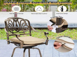 Outdoor Swivel Bar Stools Set of 2, Cast Aluminum Patio Bar Height, All-Weather Bar Dining 52885798