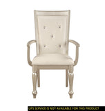 Modern Silver Finish Arm Chairs 2pc Set Crystal Button-Tufted Chair Traditional Design Dining Room B01182312