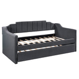 Upholstered Twin Daybed with Trundle,Black 46562591