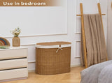 Oval Laundry Hamper with Lid, Woven Natural Water Hyacinth Laundry Hamper 66597935