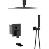 Shower System with Waterfall Tub Spout,16 Inch Ceiling Mount Square Shower System with Rough-in W124381952