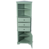 ZNTS Green Triangle Tall Cabinet with 3 Drawers and Adjustable Shelves for Bathroom, Kitchen or Living 58750373