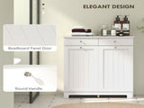 White Laundry Hamper Cabinet 2 Tilt-Out Baskets, 2 Drawers, Sturdy Home Storage Unit 46042713