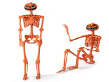 5.5ft Life-Size Halloween Skeleton with Pumpkin Head - Orange Color, Fully Poseable Joints 28854168