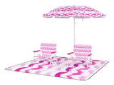 4-Piece Beach Set with 6.2ft Sun-Proof Umbrella, 2 Folding Chairs & 80"x80" Waterproof Blanket-Pink 29218585