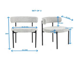 Burbank Modern Round Boucle Dining Chairs, Set of 2, Black White T2574P180243