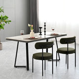 Green Boucle Dining Chairs Set of 2,Mid-Century Modern Curved Backrest Chair,Round Upholstered GL-W2533P170108