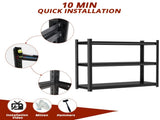 3-Tier Adjustable Height Metal Storage Shelving Unit, Large Capacity Black Multipurpose Organizer 12501859