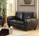 ZNTS Modern Living Room Furniture 1pc Loveseat Black Faux Leather Covering Retro Styling Furniture B01159022