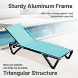 Outdoor Lounge Chair, 2 Pieces Aluminum Plastic Patio Chaise Lounge with 5 Position Adjustable W1859P225539