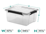 (2 pack) Gasket Box, 34 Quart IP68 WaterProof Clear Plastic Storage Bin with Lid, Gasket Seal and 83303656