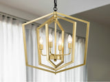 4-Light Farmhouse Kitchen Chandeliers, Vintage Cage Light Fixture Adjustable Height Chandeliers for W1592P230613