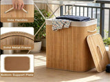 19 Gallon Bamboo Laundry Hamper Lid & Removable Washable Liner, Foldable Dirty Clothes Basket 73343171