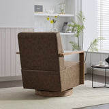 30.3"W Swivel Modern Upholstered Accent Chair with Solid Wood Armrests and 360 Degree Comfy Lounge W1298P246435