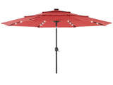 10ft 3-Tier Solar LED Patio Umbrella with Tilt Adjustment and UV-Resistant Polyester Fabric, Outdoor 42518322