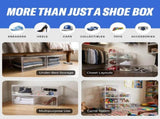XL Shoe Storage Clear Plastic Stackable Shoe Box with Lids for Sneakers Fits Up to Size 13, 4 pack 44145047