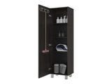 Vernon Slim Storage Cabinet with 4-Tier Shelf and Broom Hangers, Dark Walnut B097P474305