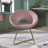 ZNTS Slatina Pink Silky Velvet Upholstered Accent Chair with Gold Tone Finished Base T2574P164522