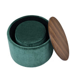 2-Piece Set Round Chenille Storage Ottoman, Equipped with a Drum Shaped Small Stool, Storage Space, W487P179603