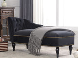 58''Velvet Chaise Lounge,Button Tufted Right Arm Facing Lounge Chair with Nailhead Trim WF297646AAB