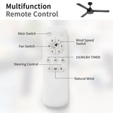 52" Ceiling Fan Without Light, 3 ABS Blades Farmhouse Ceiling Fan with Remote Control 6-speed W934P208509