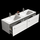ZNTS U052-Nevia60W-206 Nevia 60" Matt Snow White Bathroom Vanity with Automatic LED Drawer Light, Wall W1865P147119