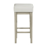 Transitional White Faux Leather Seat 29-inch Pub Height Stools Set of 2, White Finish Solid Wood B011P232133