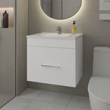 White 1-Drawer Floating Bathroom Vanity Set with Sink B062P355542